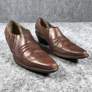 Naturalizer‎ Shoes Womens 8.5 M Brown Leather Western Slip On Pointed Toe Heels